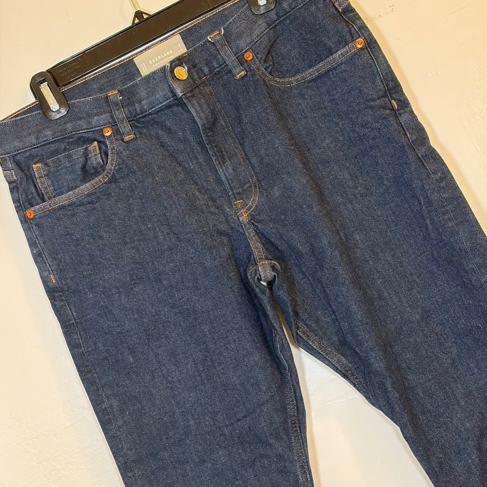 Everlane Mens Selvedge Slim Fit Jeans Dark Indigo Blue 33x28 Organic Cotton